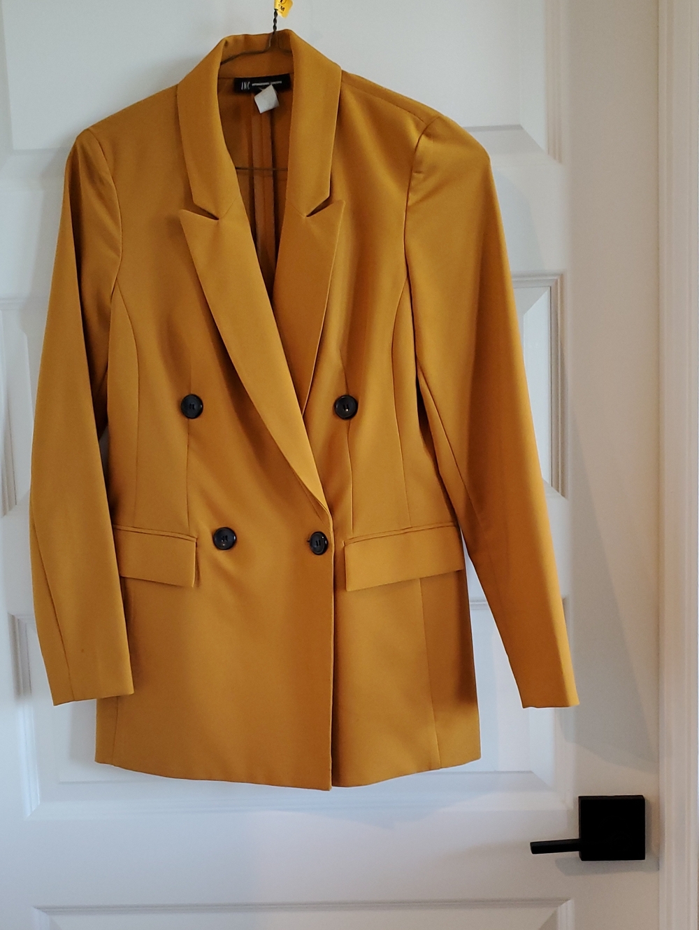 INC International Concepts Mustard Double-Breasted Blazer